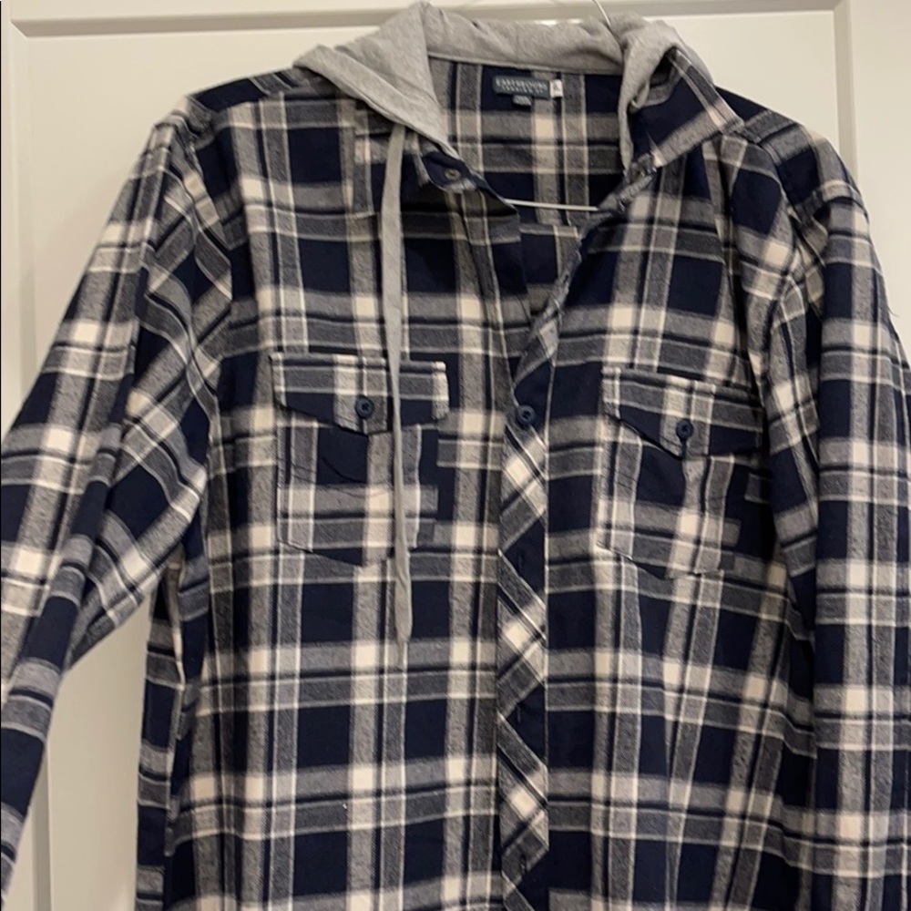Flannel button down with hood